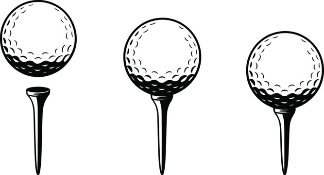 Golf Ball on Tee  High-Quality Vector Illustration of Golf Balls Ready for a Tee Shot - Powered by Adobe