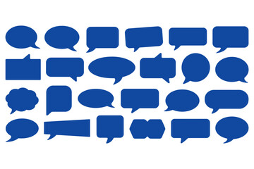 Collection of various blue speech bubbles shapes