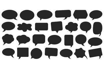 Collection of various speech bubble shapes in black