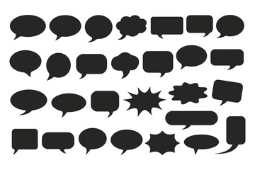 Collection of various speech bubbles in black color