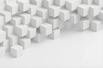 Abstract White Cubes Forming Geometric Background With 3D Shapes