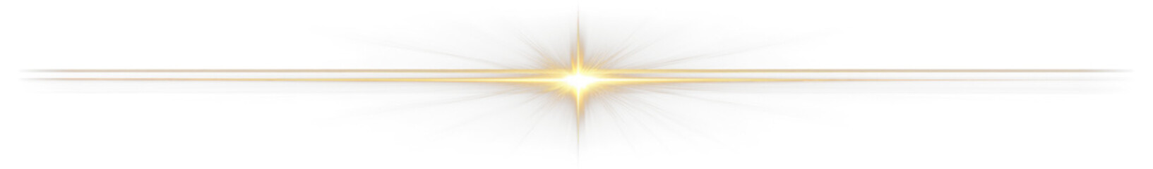 Golden cross light flare on transparent background.