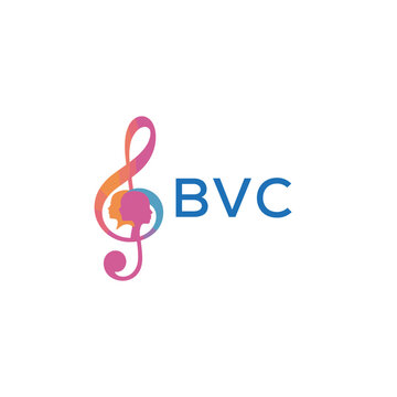  "BVC Music and Arts Logo Design, BVC Later Logo, Abstract Treble Clef with Human Faces"
