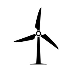 Silhouette of a wind turbine generating clean energy in a minimalist style.