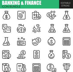 fintech and Digital Banking Icon Set – Modern Vector Icons for Online Financial Services