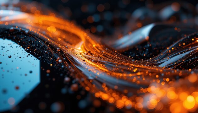 Black and Orange Fabric with Gold Glitter, 32k Resolution