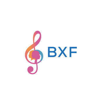  "BXF Music and Arts Logo Design, BXF Later Logo, Abstract Treble Clef with Human Faces"
