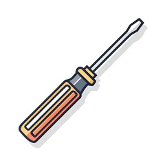 Screwdriver Tool Icon - Repair Flat Line Vector