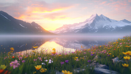 Obraz premium Scenic Nature Landscape at Sunrise