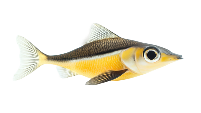 The Unique Yellow-Bellied Fish: A captivating image showcasing the sleek form of a uniquely colored fish, its bright yellow belly and patterned scales standing out against the water's depths.