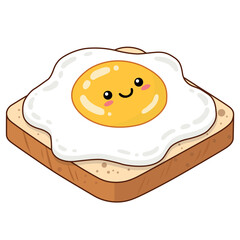 Cute Fried Egg on Toast Character