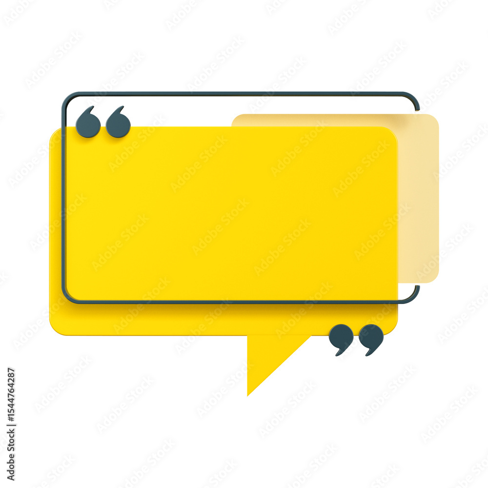 Aufkleber yellow speech bubble with quotation marks and a dark gray border on a transparent background