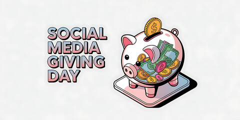 social media giving day Banner hands phone design