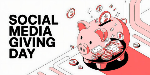 Social Media Giving Day Banner Heart Theme Design