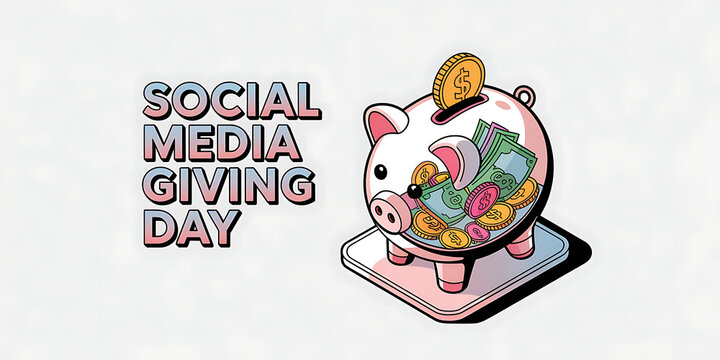 social media giving day  Banner hands phone design