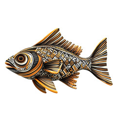 Artistic Goldfish: A captivating illustration of a goldfish, featuring intricate patterns and golden accents, perfect for design.