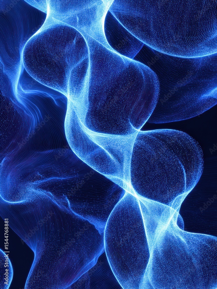 Aufkleber Abstract Gradient Blue Waves Resembling Nerve Fibers Create a Mesmerizing Visual in a Digital Art Form That Captivates the Observers Imagination