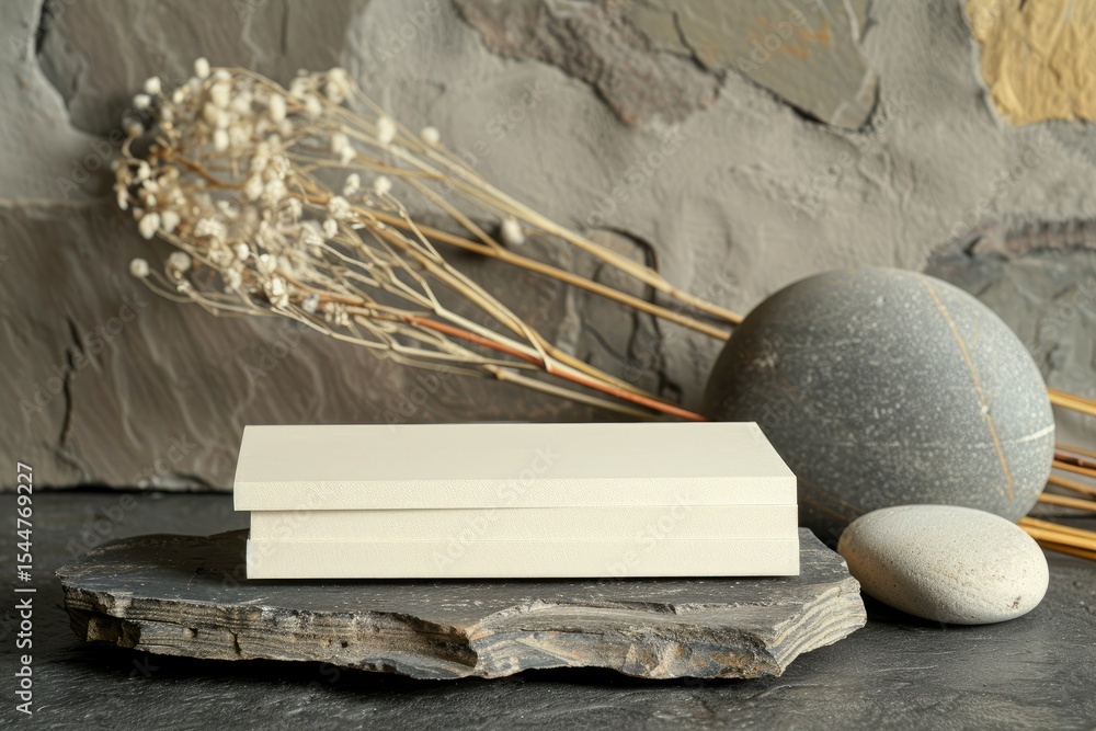 Poster ultra quality image of view of paper stationery with stone display