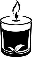 Obraz premium Simple Scented Candle in Glass Jar Illustration Vector Silhouette