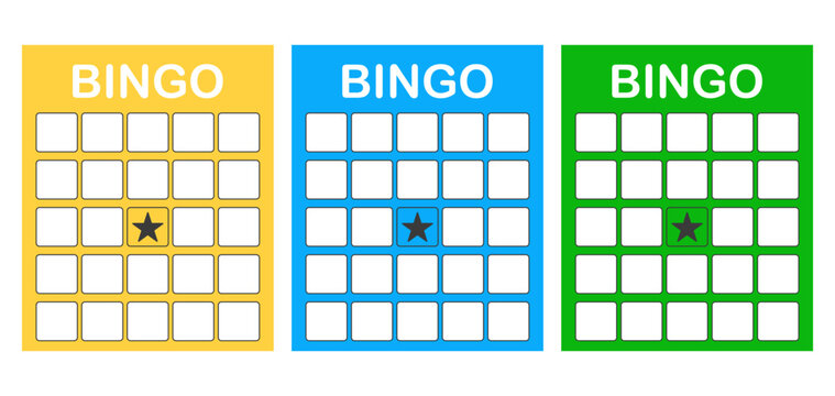 Bingo card template blank with star, luck lotto board game. Bingo ticket empty. Bingo icon, for numbers. 