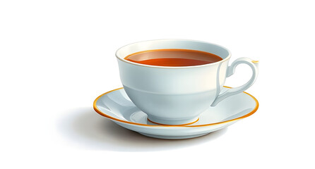 Fototapeta premium A scene of porcelain tea cup on white background, illustrated in soothing tones, illustrated with chalk textures
