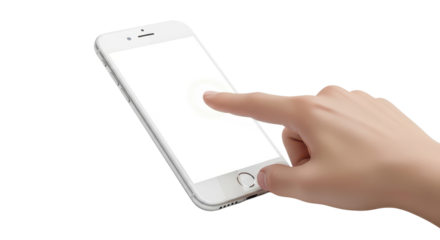 Woman using a smartphone with a blank screen isolated PNG with Transparent Background