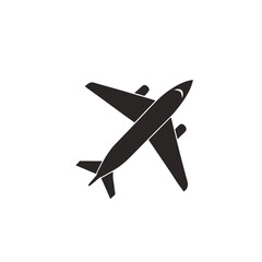 Airplane silhouette vector icon on white background