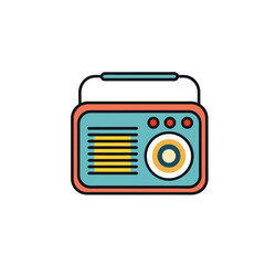 Radio color vector on white background