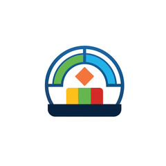 Toy box with colorful vector icon