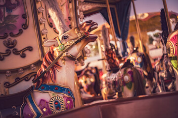 Carousel horse smiling in sottomarina, chioggia, italy
