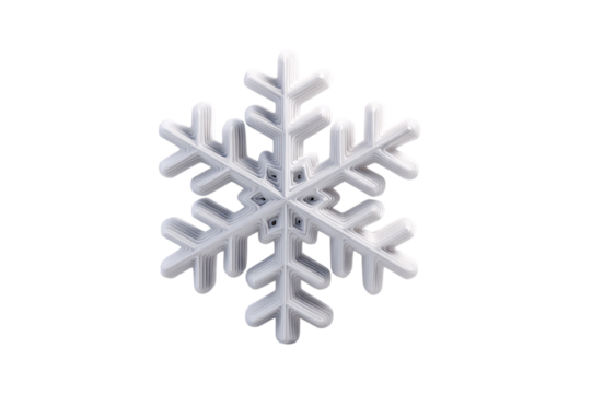 3D White Snowflake Design isolated on transparent background