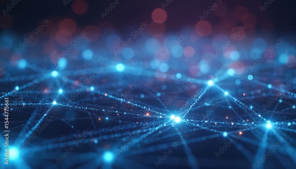 Poster abstract illustration network connections plexus design. digital data nodes with lines, dots create 