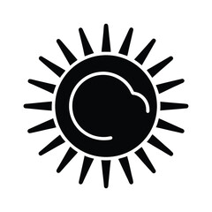 Sun with cloud icon black and white