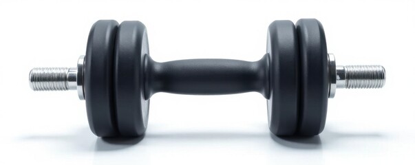 Adjustable black dumbbell, plates, white background, workout equipment, background