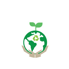 Ecological environment symbol - abstract green globe and leaves on transparent background. Vector illustration.