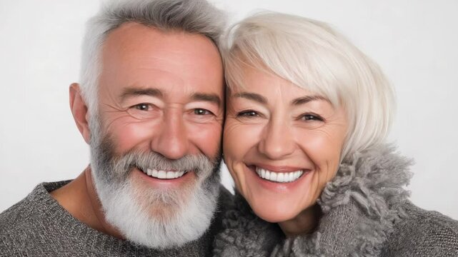 Senior couple sharing joyful moments indoors while smiling and enjoying each other's company during a cozy day at home