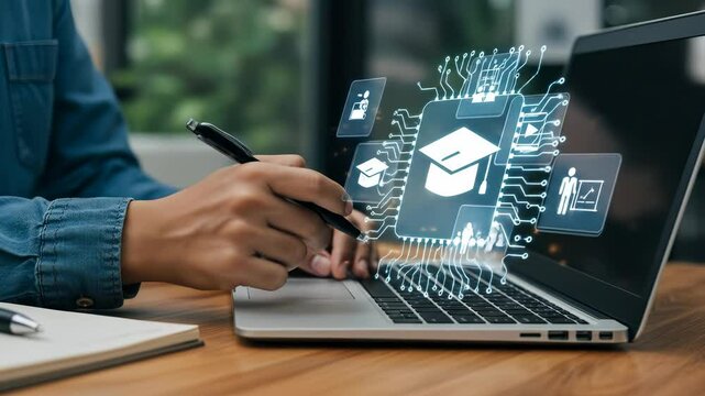  Online Education: E-Learning & AI-Powered Learning Concepts | Digital Skills, Knowledge, University, Courses & Future