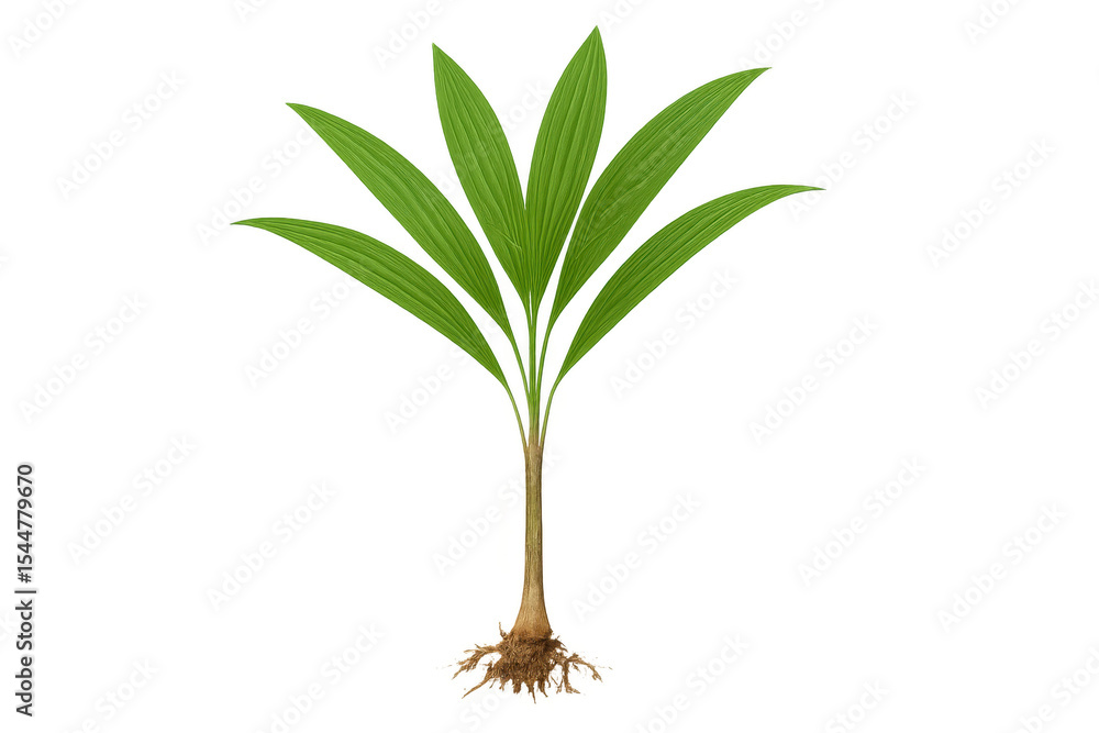 Aufkleber palm tree sapling growing on a transparent background, ideal for easy integration into any design pr