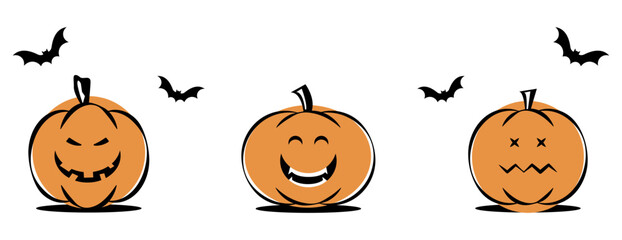 Collection of Pumpkin Expression Illustrations for Your Halloween Party Prep
