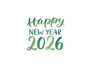 Watercolor vector with Happy New Year text lettering. Elegant and festive calligraphy style illustration designed for seasonal greeting cards, posters, and celebration decor.