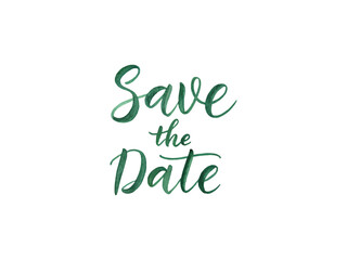 Watercolor calligraphy design of 'Save the Date' lettering for weddings, romantic invitations, announcements, and stylish decorative event designs