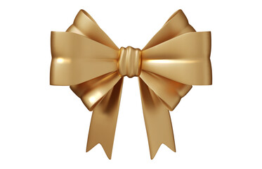 Gold bow realistic design. Isolated gift bows on background. Decorative festive element for Christmas and New Year decoration or birthday party PNG