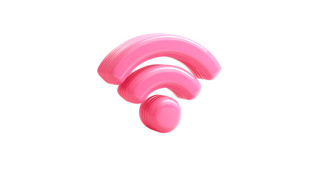 Pink 3D Wifi Symbol isolated on transparent background