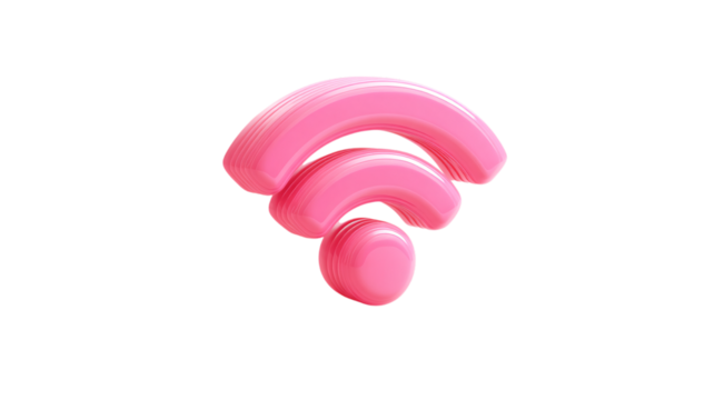 Pink 3D Wifi Symbol isolated on transparent background