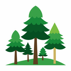 Fototapeta premium Stone pine trees vector icon on white background.