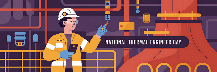 Fototapeta premium Thermal Engineer Day Banner Design