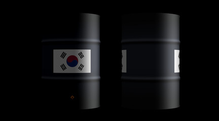 South Korea chemical and oil fuel barrels in row