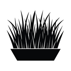 Black silhouette of grass in pot © tanbirmiah