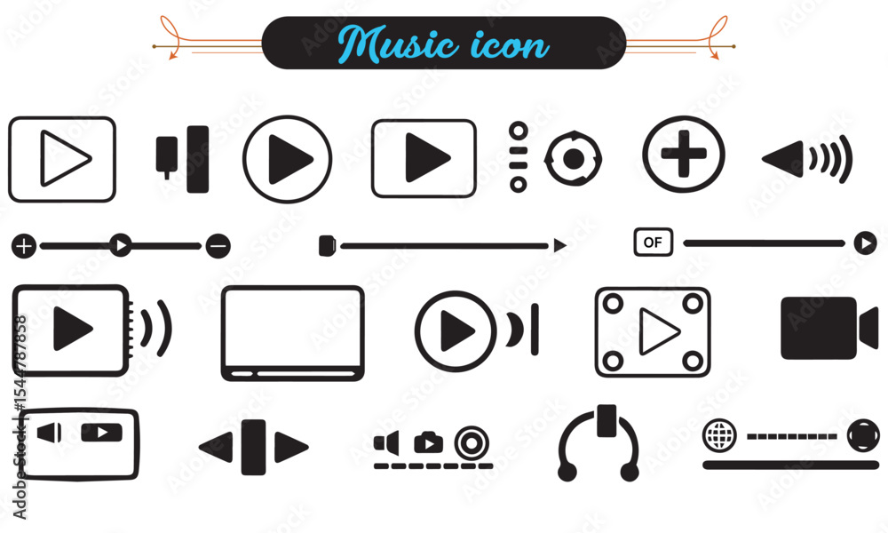 Poster vector set of music icon web button designs for website and user interface