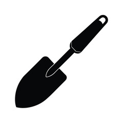Black garden trowel silhouette on white background